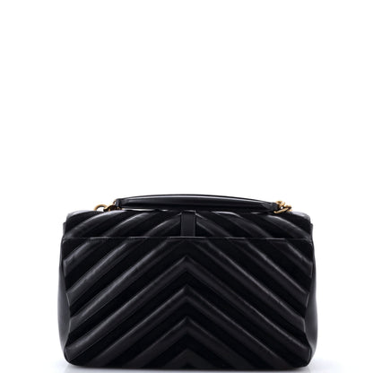 Classic Monogram College Bag Matelasse Chevron Leather and Suede Large