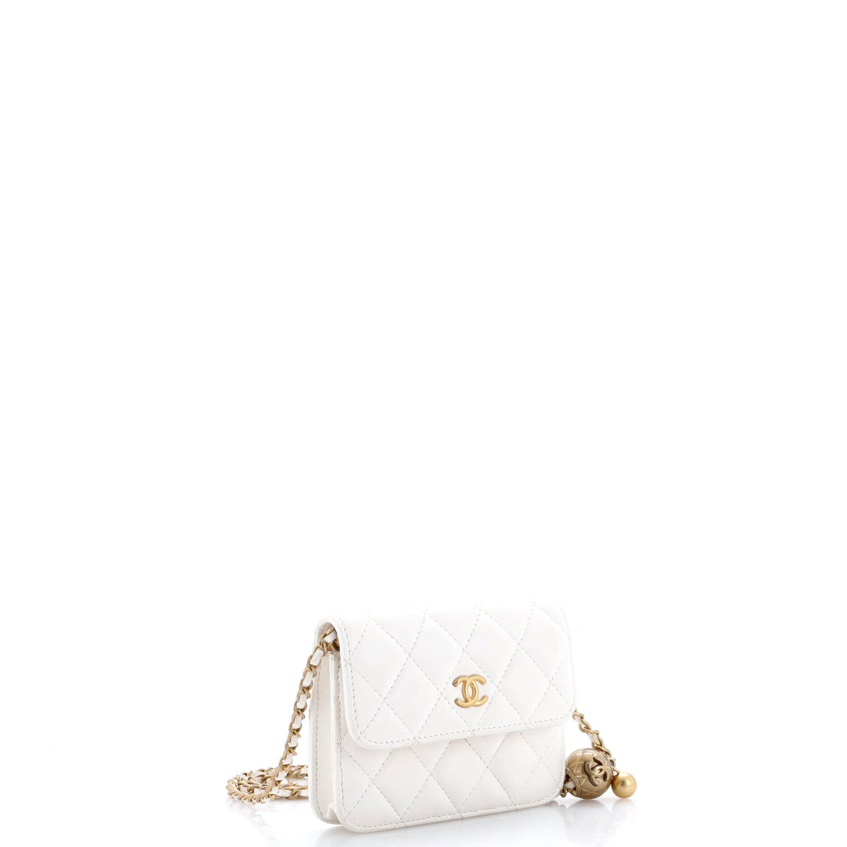 Pearl Crush Flap Clutch with Chain Quilted Lambskin Mini