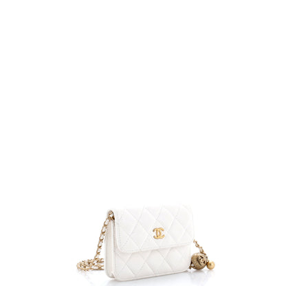 Pearl Crush Flap Clutch with Chain Quilted Lambskin Mini