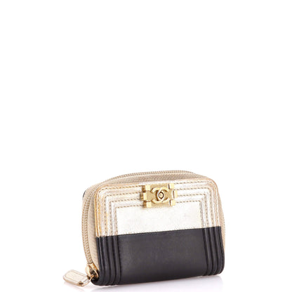 Compact Boy Wallet Glazed Iridescent Calfskin