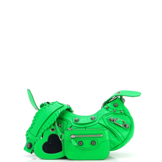 Le Cagole Giant Studs Shoulder Bag Leather XS