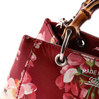 Bamboo Shopper Tote Blooms Print Leather Mini