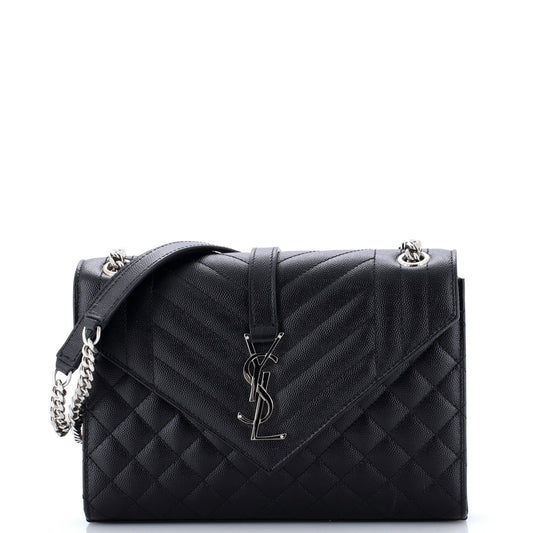 Classic Monogram Envelope Satchel Mixed Matelasse Leather Medium