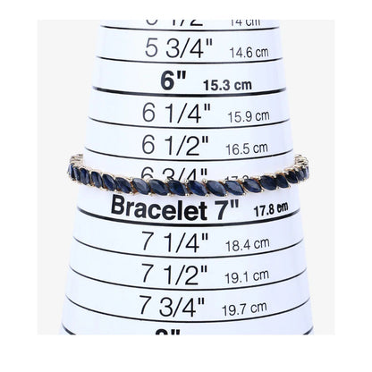 12.71 Ct Marquise Blue Sapphire Prong 10K Yellow Gold Diagonal Inline Tennis Bracelet