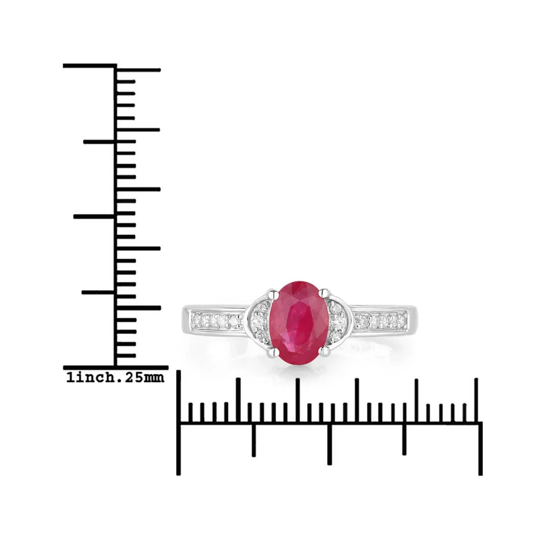0.85 Ct Oval Pink Ruby Diamond Prong 10K Gold Pave Bridge Ring