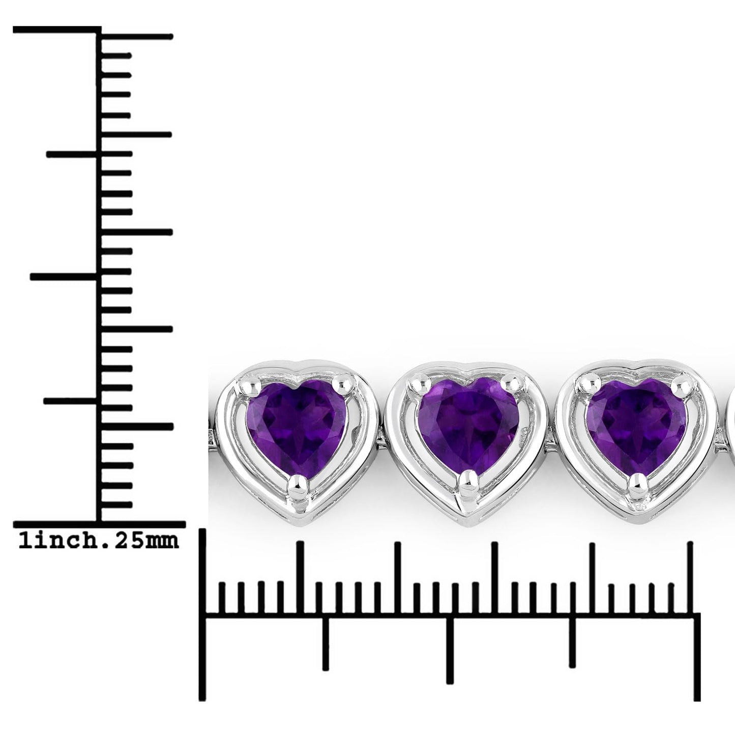 9.03 Ct Heart Purple Amethyst Prong Sterling Silver Tennis Bracelet