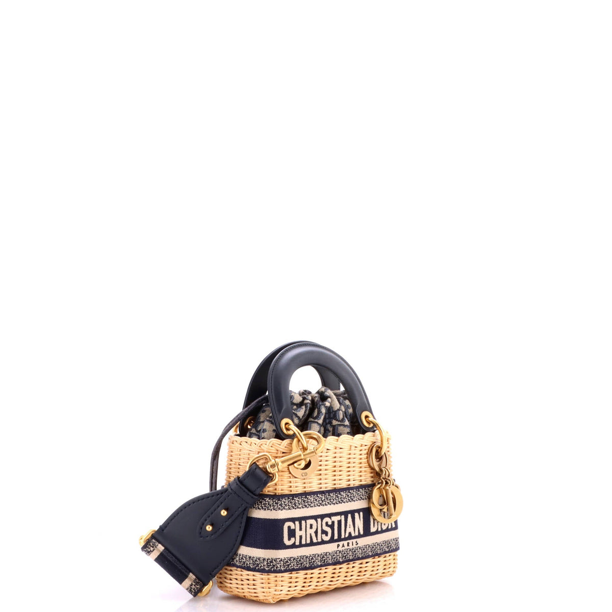 Lady Dior Bag Wicker and Oblique Canvas Mini