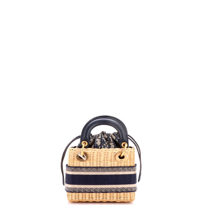 Lady Dior Bag Wicker and Oblique Canvas Mini