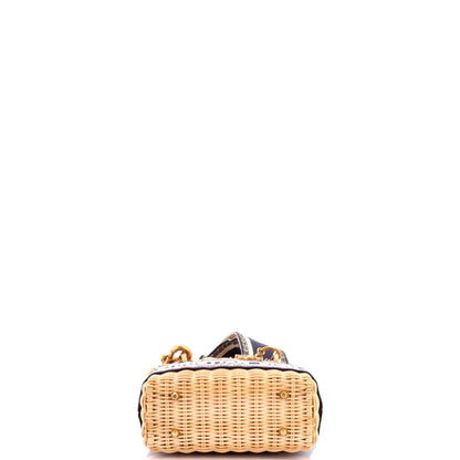Lady Dior Bag Wicker and Oblique Canvas Mini
