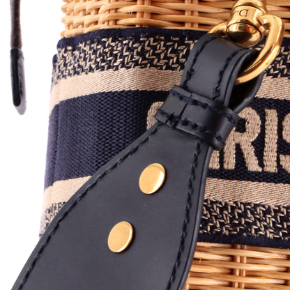 Lady Dior Bag Wicker and Oblique Canvas Mini
