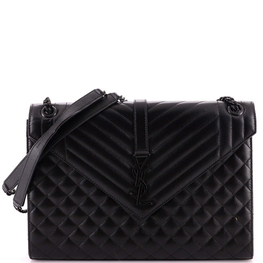 Classic Monogram Envelope Satchel Mixed Matelasse Leather Large