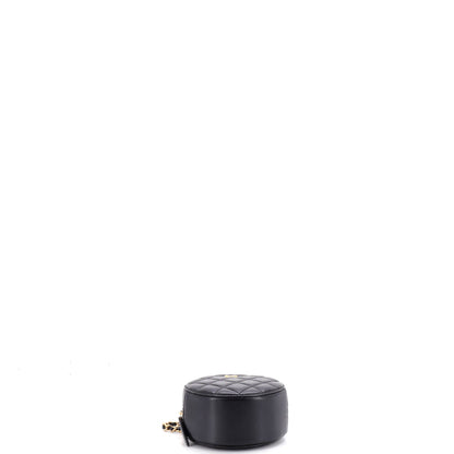 Pearl Crush Round Clutch with Chain Quilted Lambskin