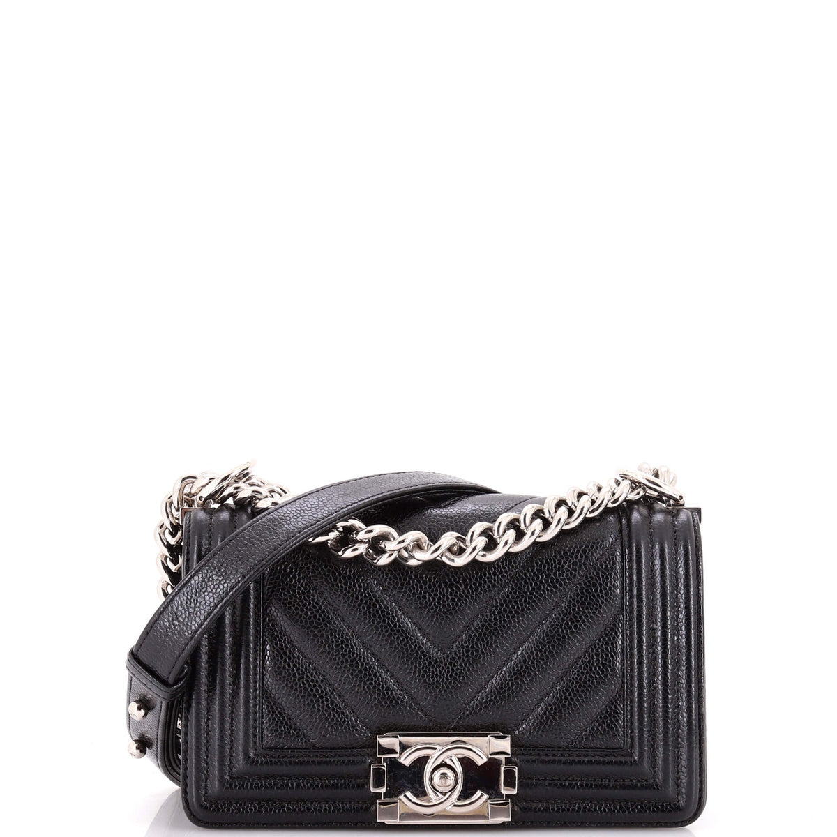 Boy Flap Bag Chevron Caviar Small