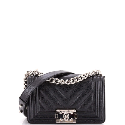 Boy Flap Bag Chevron Caviar Small