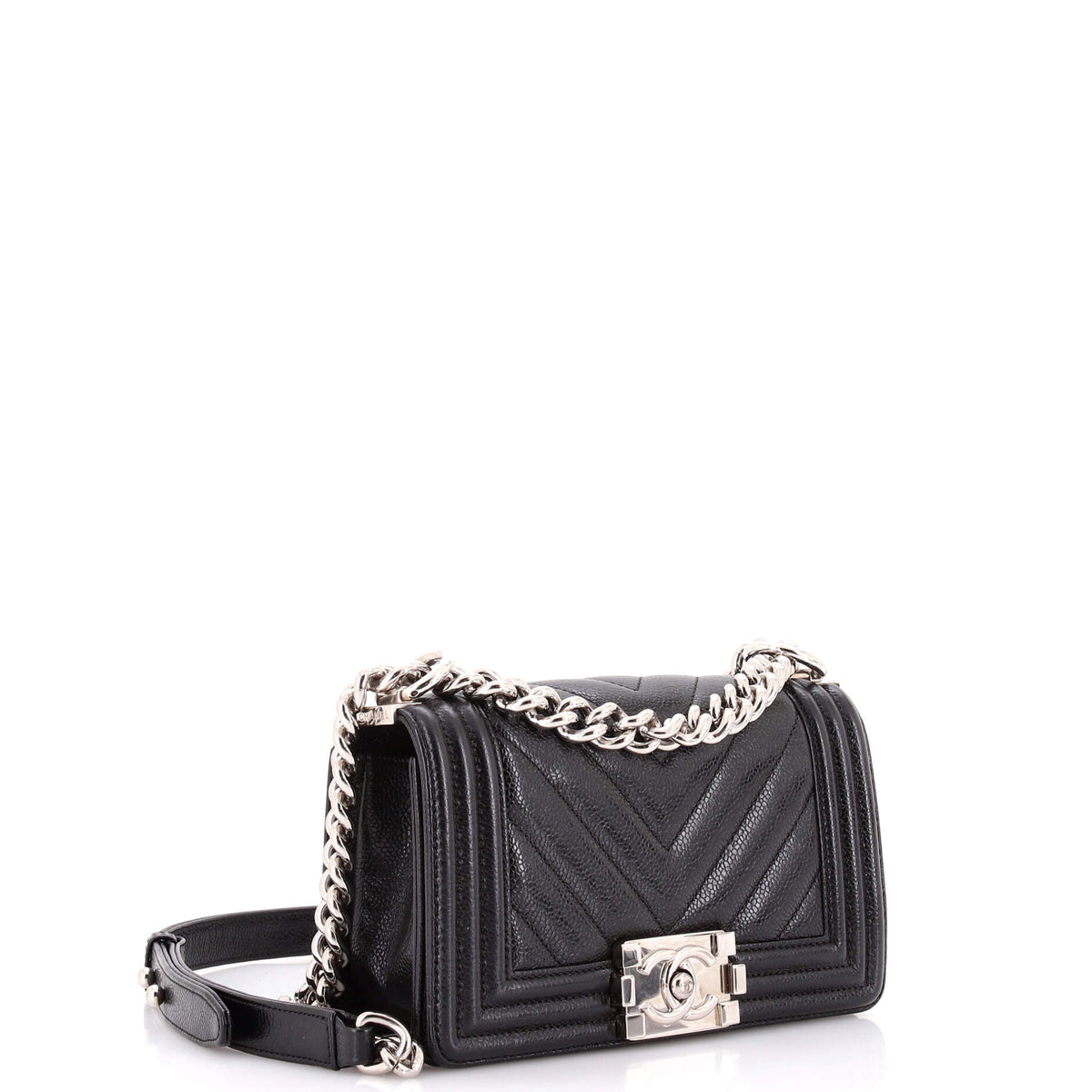 Boy Flap Bag Chevron Caviar Small