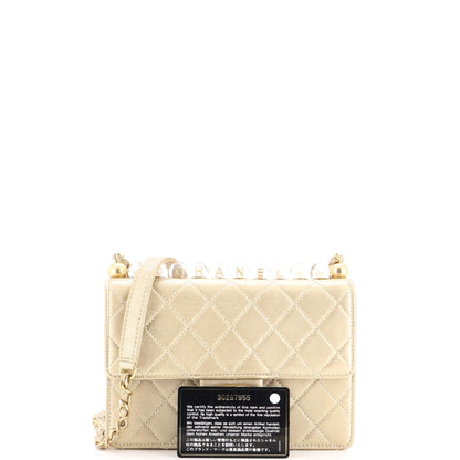 Chic Pearls Flap Bag Quilted Goatskin with Acrylic Beads Small