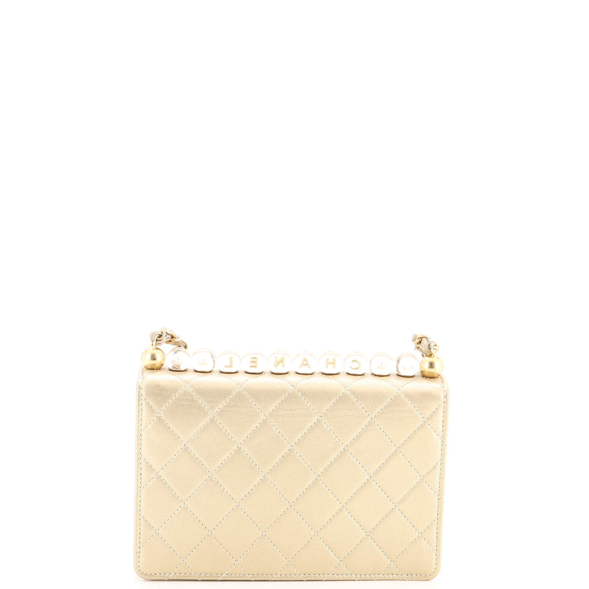 Chic Pearls Flap Bag Quilted Goatskin with Acrylic Beads Small