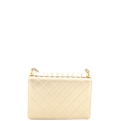 Chic Pearls Flap Bag Quilted Goatskin with Acrylic Beads Small