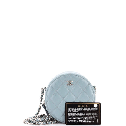 Round Clutch with Chain Quilted Caviar Mini