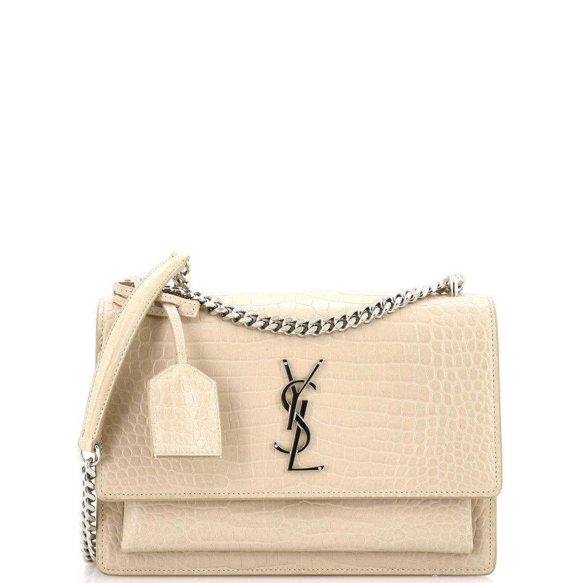 Sunset Crossbody Bag Crocodile Embossed Leather Medium