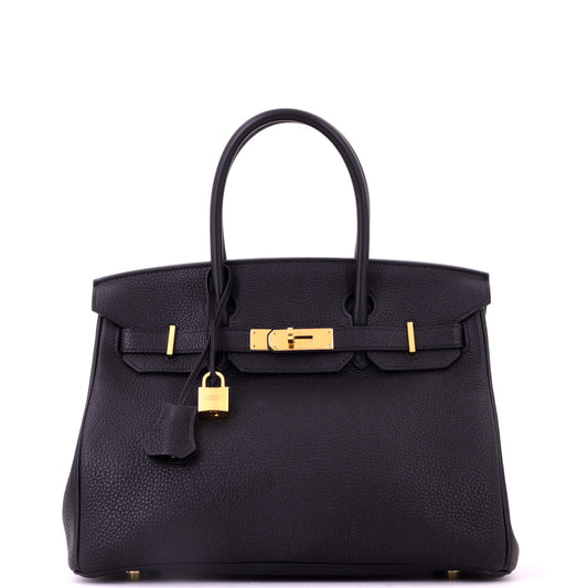 Birkin Handbag Noir Togo with Gold Hardware 30