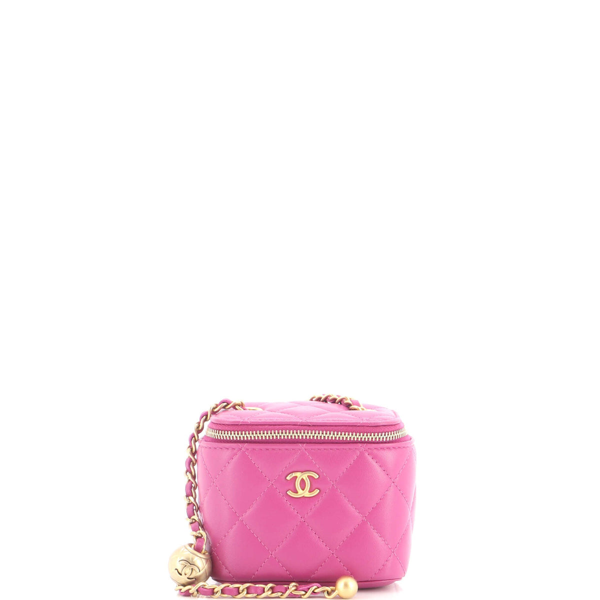 Pearl Crush Vanity Case with Chain Quilted Lambskin Mini