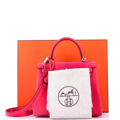 Special Order Kelly Handbag Bicolor Clemence with Brushed Palladium Hardware 25
