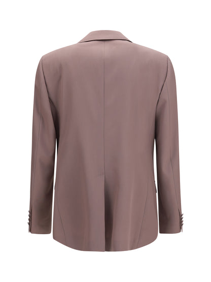 Jacket Single-Breasted Wool Poplin Brown