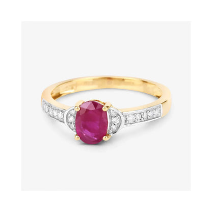 0.85 Ct Oval Pink Ruby Diamond Prong 10K Gold Pave Bridge Ring