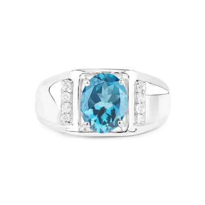 London Blue Topaz Sterling Silver Unisex Ring