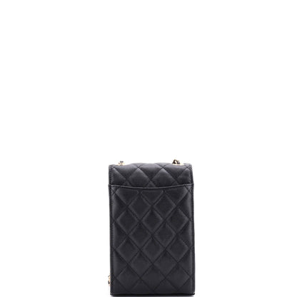 CC Flap Phone Holder Crossbody Bag Quilted Caviar