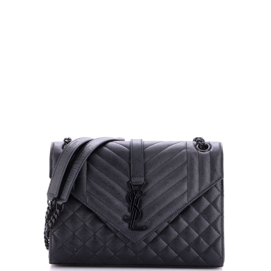 Classic Monogram Envelope Satchel Mixed Matelasse Leather Medium