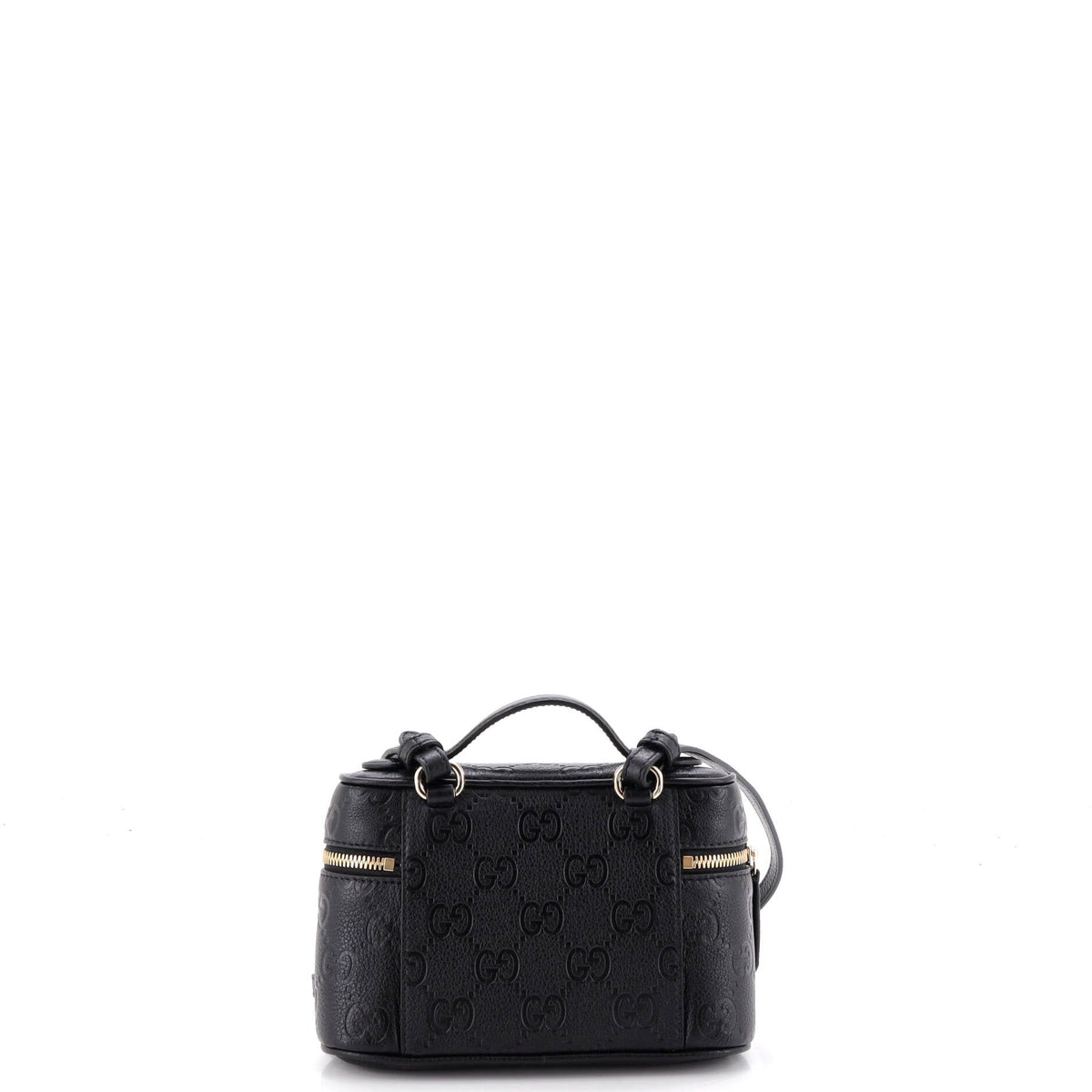 Emblem Top Handle Vanity Bag GG Embossed Leather Small
