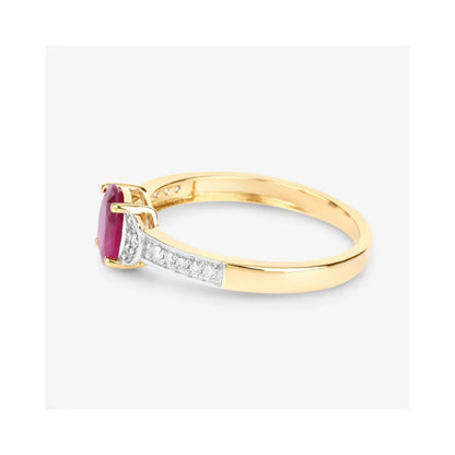 0.85 Ct Oval Pink Ruby Diamond Prong 10K Gold Pave Bridge Ring