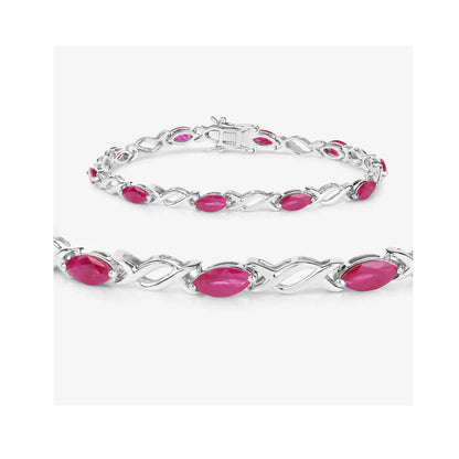 5.00 Ct Marquise Pink Ruby Prong 10K Gold X-Link Crossover Tennis Bracelet