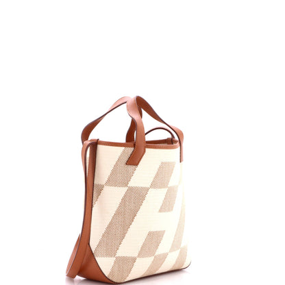 Cabas H en Biais Tote Canvas with Leather 27