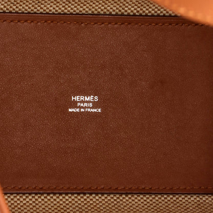 Cabas H en Biais Tote Canvas with Leather 27