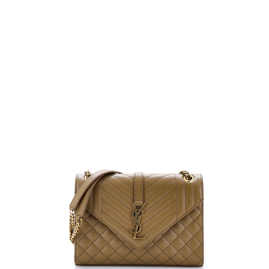 Classic Monogram Envelope Satchel Mixed Matelasse Leather Medium