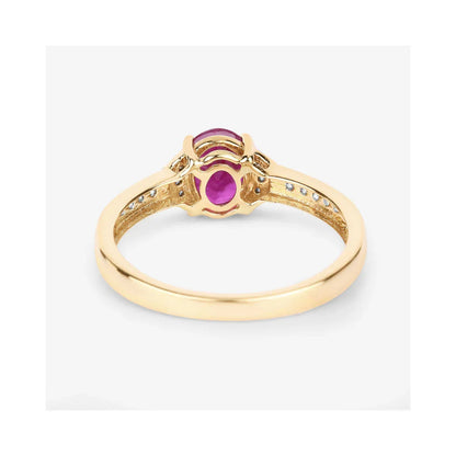 0.85 Ct Oval Pink Ruby Diamond Prong 10K Gold Pave Bridge Ring
