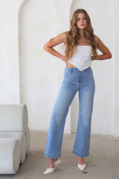 Noemi Eco Friendly Front Pocket Detail High Rise Flare Jeans