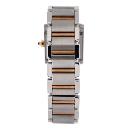 Tank Francaise Quartz Watch Stainless Steel and Rose Gold with Diamond Markers 20