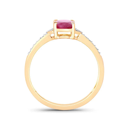 0.85 Ct Oval Pink Ruby Diamond Prong 10K Gold Pave Bridge Ring