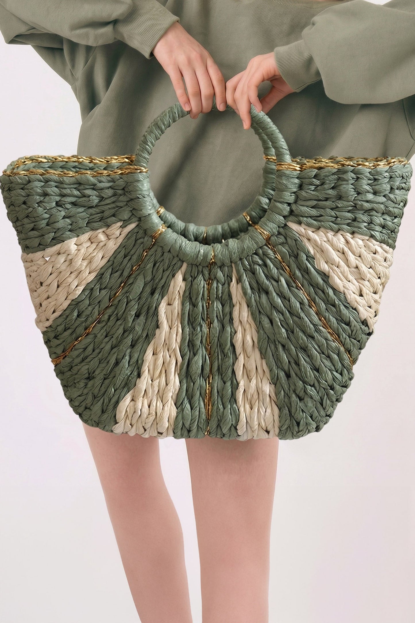Threaded Pear Rachel Handwoven Straw Tote Bag