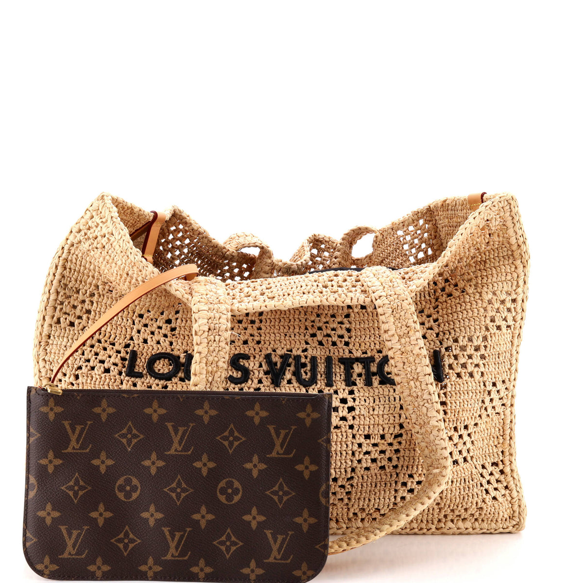 Summer Shopper Tote Embroidered Raffia MM
