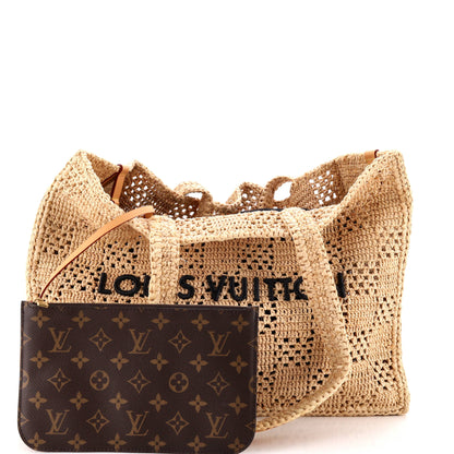 Summer Shopper Tote Embroidered Raffia MM