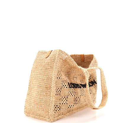 Summer Shopper Tote Embroidered Raffia MM