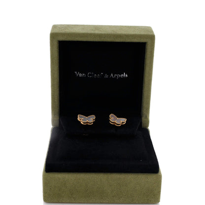 Sweet Alhambra Butterfly Stud Earrings 18K Yellow Gold and Mother of Pearl