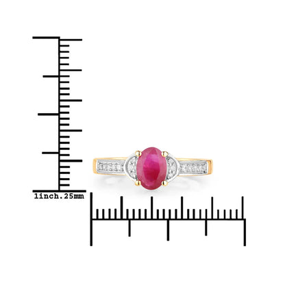 0.85 Ct Oval Pink Ruby Diamond Prong 10K Gold Pave Bridge Ring