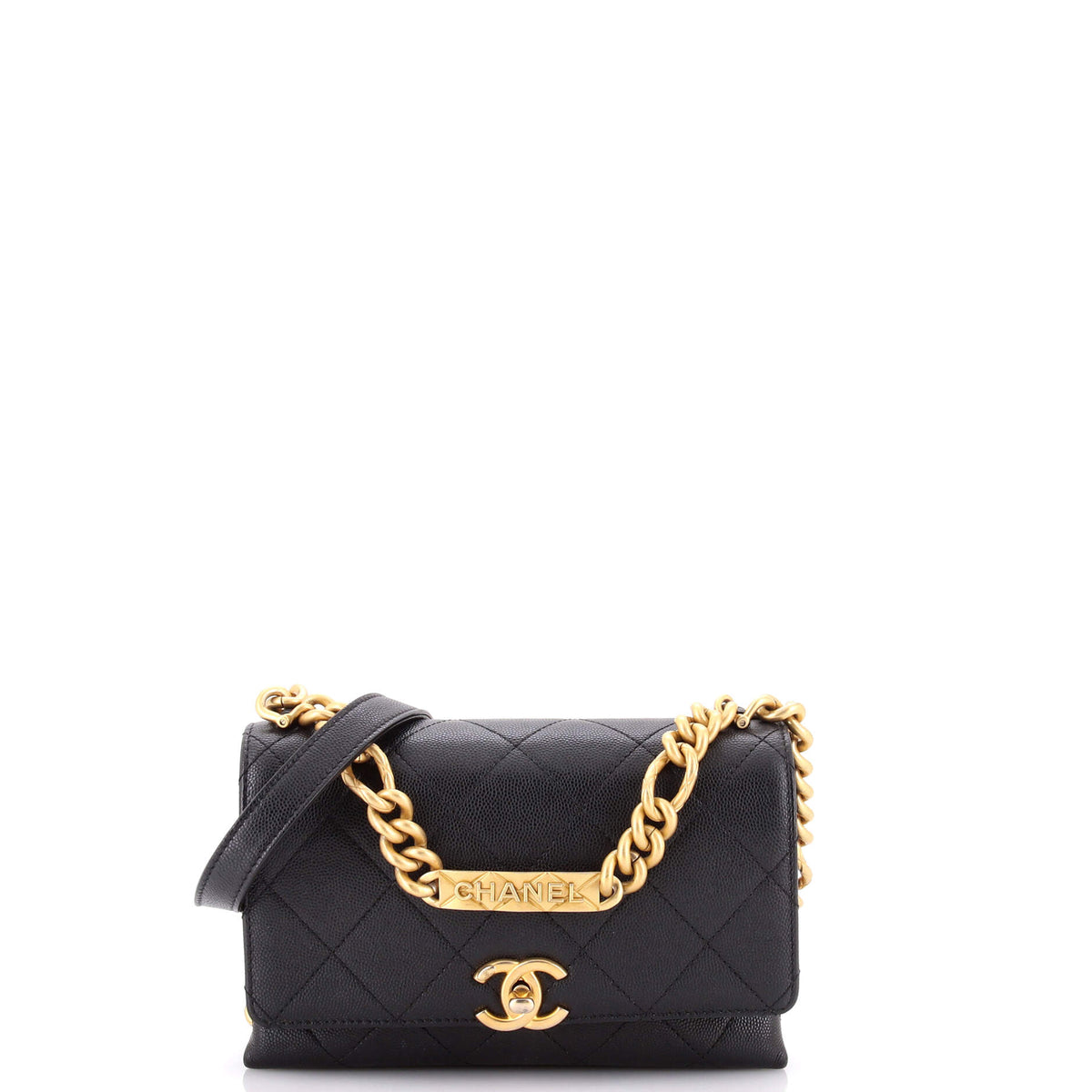 Bracelet On Chain Flap Bag Quilted Caviar Mini