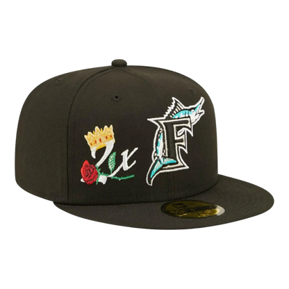 New Era Crown Champs WS 59Fifty Florida Marlins Men Fitted Hat Black